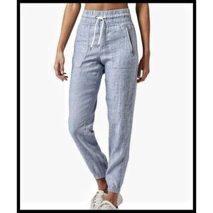 ATHLETA Cabo 100% Linen Jogger Pants #530642 Light Chambray Blue 6